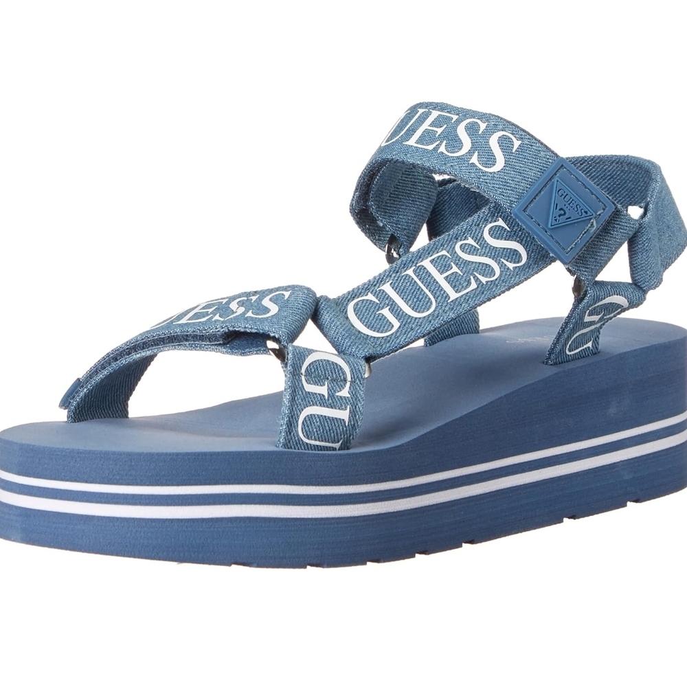 Guess Denim Blue Platform Sandals